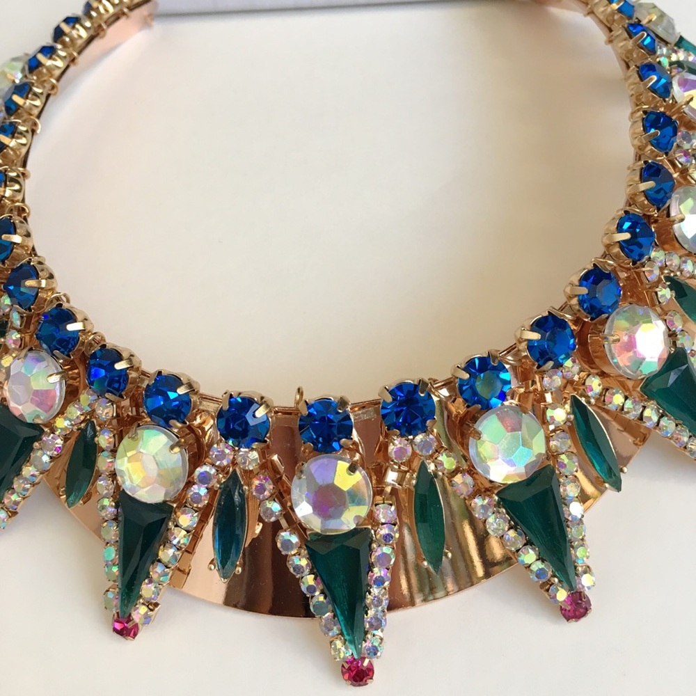 Topshop Rhinestones Multi Color Choker - Picture 2 of 4